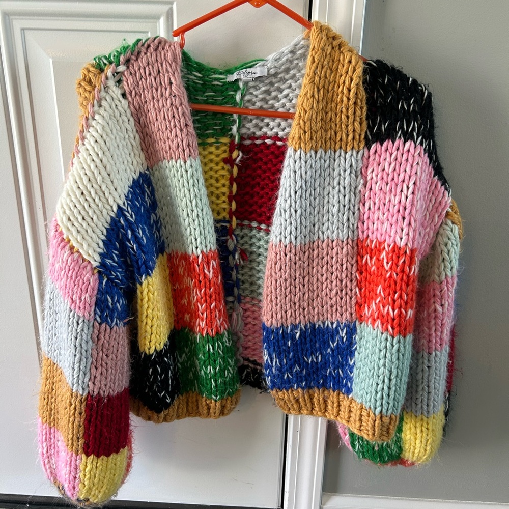 Colorful Patchwork Knit Sweater